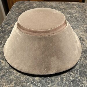 Vintage Tan Velvet Hat with Grosgrain Ribbon Trim